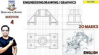 Mumbai University | May 2022 | Engineering Graphics | PYQ | Q4 | Sectional Orthographic