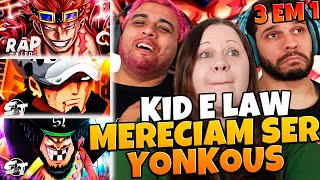 3 EM 1 ONE PIECE | KAITO Eustass Kid + SECONDTIME Law & Barba Negra | FAMILY REACTS