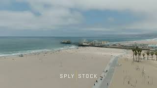 Santa Monica Beach 4K Aerial Drone Footage of the Santa Monica Pier and Original Muscle Beach