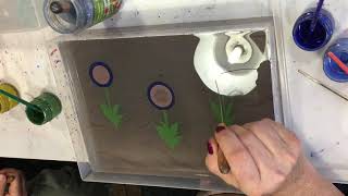 Paper Marbling tuition Daisy flowers with Jenny and James