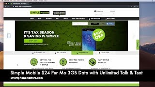 Simple Mobile  $24 -  3GB Data with Unlimited Talk & Text  - Feb 2019