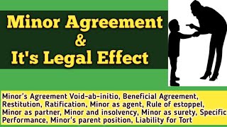 Capacity to Contract- Minor Agreement under Indian Contract Act |Legal position of minor in Contract