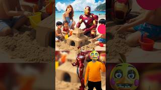 All Superheroes Making Sand House With Family