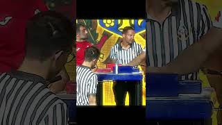 Treated an opponent disrespectfully and was punished #armwrestling