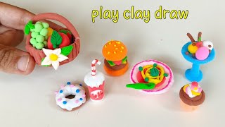 DIY how to make miniature food items for doll, ice cream, burger, cupcake, donut, ice shake, fruits