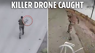 Incredible moment Russian soldier catches kamikaze drone that chased him down before fatal blast