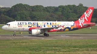 Pesawat AirAsia Livery Let's Go to Belitung Take off di Bandara Soekarno-Hatta