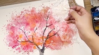 How to Paint Watercolors using Cooking Paper and Cling Film - Painting Techniques