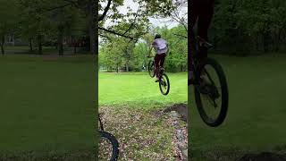 He came out of nowhere 🤯30 footer #mtb #mtbjumps