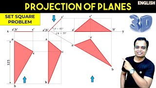 Projection of Planes || Surface Inclined to HP and Edge inclined to VP