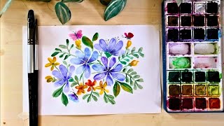 Watercolor Flowers with FILBERT BRUSH/ How I paint flowers with filbert brush| Loose watercolor.