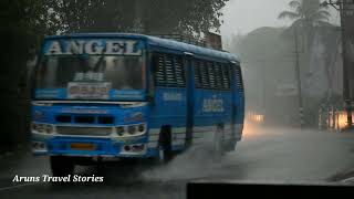 Heavy Rain and Kerala Transport Buses.Carefull Driving Through Rough Rain.