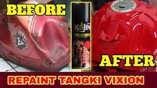 Repaint tangki vixion merah mirip warna pabrikan, kojin spray paint tahan bensin