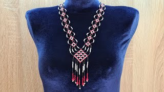 Beaded necklace/Diy necklace/Tutorial/АЖУРНЫЙ ГЕРДАН из бисера/Гайтан из бисера/Натали Амапола