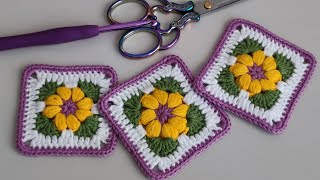 Tığ İşi Menekşe Kare Motif Yapılışı - Even Beginners Can Do It! Crochet Granny Square Pattern