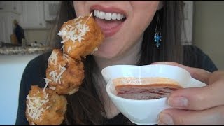 SassEsnacks ASMR: Fried Spaghetti & Meatballs Recipe | Making Fair Food | Eating Sounds