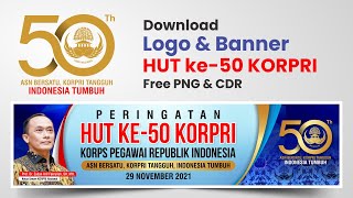 Free Download LOGO & SPANDUK HUT ke-50 KORPRI - CDR & PNG File #EdukasiGrafis