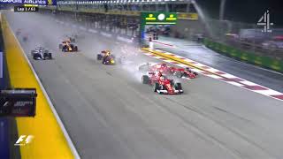 Omnishambels down at turn 1! Chaotic start 2017 Singapore Grand Prix