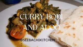 Curry Bodi & Aloo is one of those classic Trinbagonian meals that is a delicious vegan dish.