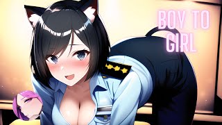 TG TF Policeman became Police Cat Girl / Male to Female / Transformation Animation / Gender Bender