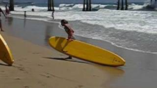 2008 Surf Festival - Sarah finishes in the paddle race