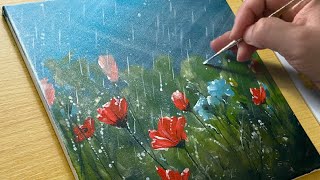 Easy Way to Paint a Rainy Day / Acrylic Painting for Beginners