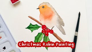 Painting a Cute Little Christmas Robin 🐦🎄 | Process Video