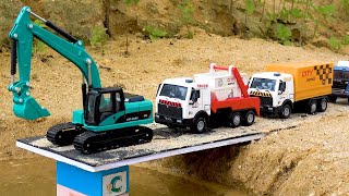 Bridge Construction Vehicles Excavator Crane Truck and Rescue Police Car | BIBO TOYS