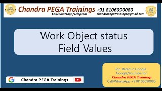 {తెలుగు}WorkObjectStatus||Fieldvalues-PEGA||Regular batches||Call/WApp+91 8106090080|| #pega