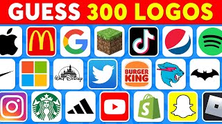 Guess the Logo in 1 Seconds 🥇🍏 300 Famous Logos | Logo Quiz 2024