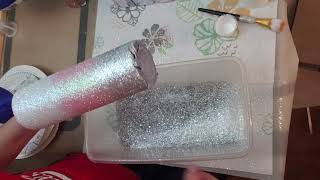 Second layer of glitter,  glitter tumblers for beginners,  mod podge method