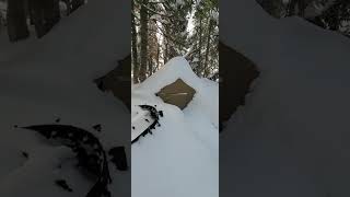 Snowmobiling to warming hut