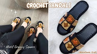 Crochet Sandals | Sandal Rajut Granny Square | Sandal Rajutan Handmade