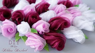 БУТОН РОЗЫ, МК / DIY RIBBON ROSEBUD