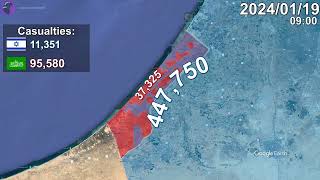 Israel-Hamas War: Every Day to August Mapped using Google Earth