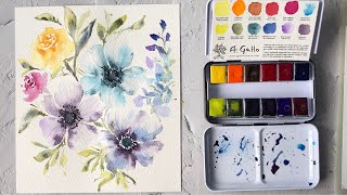 Painting with A.Gallo Watercolors | Watercolor Floral Composition