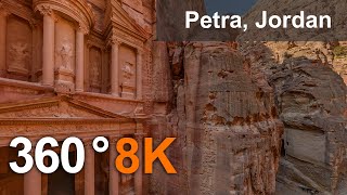 Ancient city of Petra, Jordan. Aerial 360 video in 8K. Virtual travel