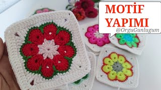 AFRİKA MENEKŞE MOTİF YAPIMI ☀️BATTANİYE MOTİF ☀️ Örgü Çanta Motif ☀️ Crochet