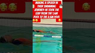 He took the leap from the 1.4m pool to the 2.5m pool #kidsactivities #swimming #swimminglessons