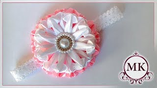 Повязка с цветком. МК. Канзаши / DIY. Kanzashi. Headband.