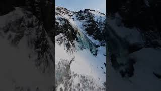 Flying by a frozen waterfall in Iceland #iceland #fpv