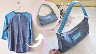 How to Make Your Own Shoulder (Baguette ) Bag From an Old Shirt | Old Clothes Reform | Upcycle Craft