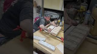 quadriplegic woodworker making a plaid endgrain cutting board