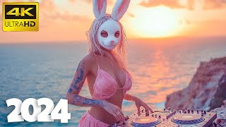 4K Oia Village Sunset DJ Set | White Bunny Mask Deep House Vibes 🎧 | Santorini Chill Beats