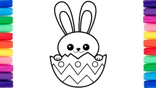 How to Draw an Easter Bunny in an Easter Egg #drawing