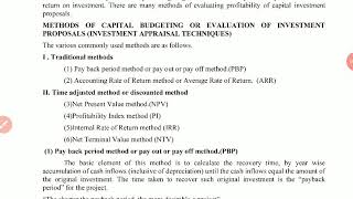 Capital Budgeting Methods