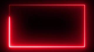 No Copyright Royalty Free Red Color Neon lights rectangle frame animated loop background