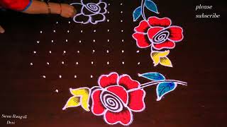 simple and easy 9×4×4dots daily rangoli/beginners easy rangoli/ padi kolam/kolangal/Friday muggulu