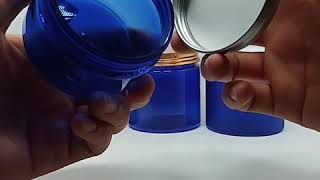 Blue plastic containers