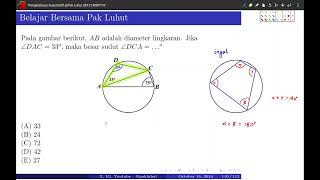 Pada gambar berikut AB adalah diameter lingkaran. Jika besar sudut DAC = 33 maka besar sudut DCA =